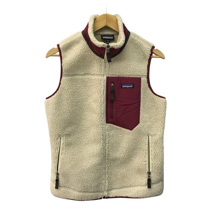 patagonia パタゴニア ウィメンズ クラシック レトロX ベスト レディース フリース 防風 定番 ベージュ/レッド Mサイズ 23083 中古 T1