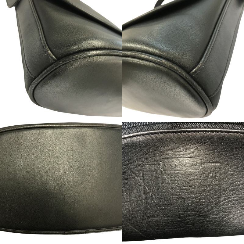 COACH コーチ ショルダーバッグ ユニセックス レザー シンプル フラップ 斜め掛け 男女兼用 オールド ブラック 4150 中古 T1