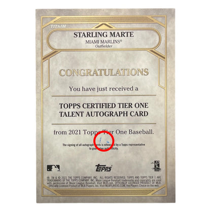 TOPPS MLBカード TIER 1 STARLING MARTE MIAMI MARLINS /300 #T1TA-SM 中古 IT2