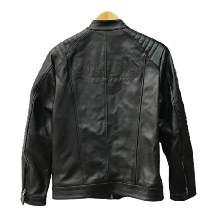 CNPLOPANSS ライダースジャケット メンズ レザー シングルブレスト ワッペン ブラック Lサイズ 中古 T1