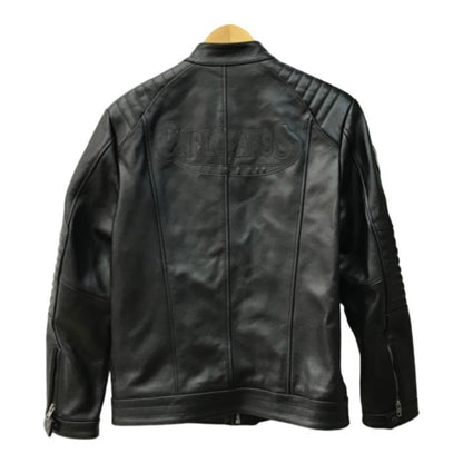 CNPLOPANSS ライダースジャケット メンズ レザー シングルブレスト ワッペン ブラック Lサイズ 中古 T1