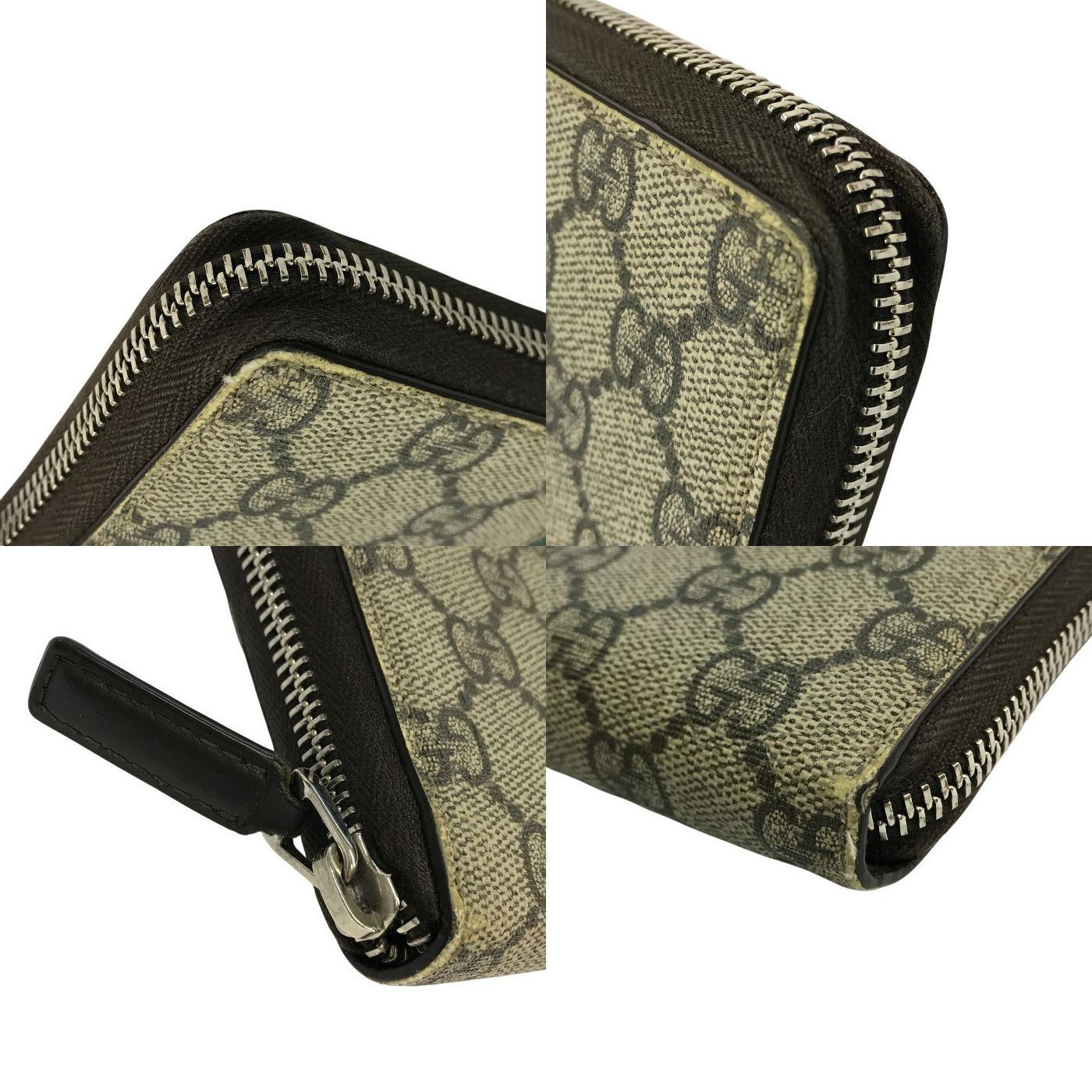 GUCCI グッチ GGスプリーム 長財布 ユニセックス ラウンドファスナー ジップ PVC 蜂 ビー 刺繍 シェリー ベージュ 408831 中古 T1