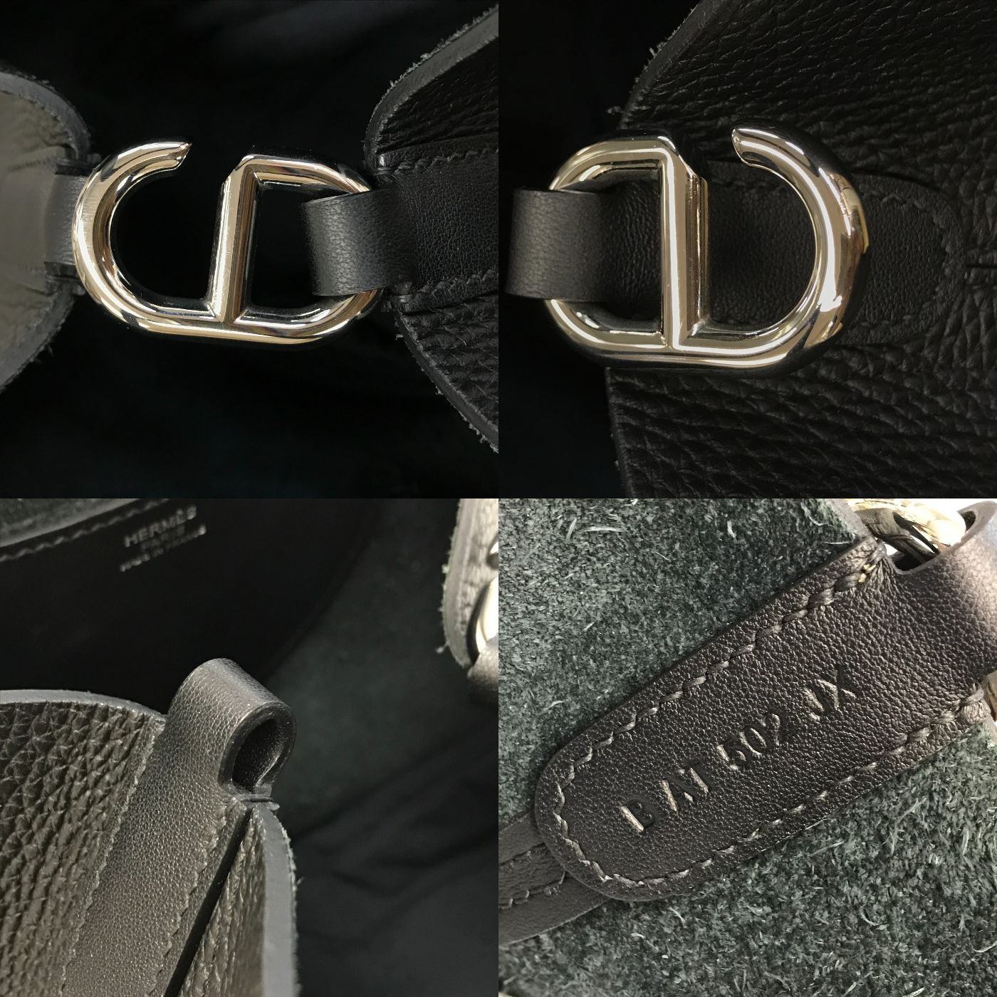 HERMES エルメス インザループ 18 トートバッグ レディース トリヨンクレマンス レザー ハンドバッグ コンパクト シルバー金具 ノワール 中古 T1