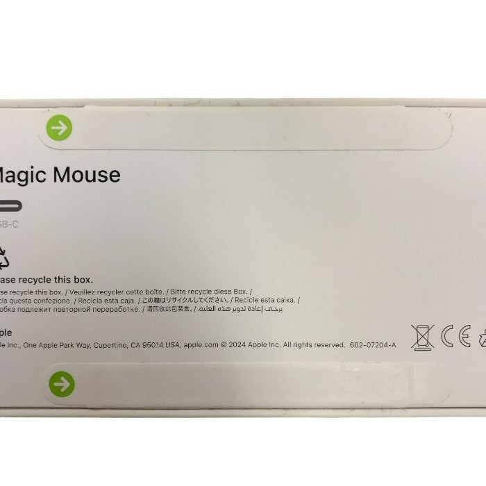 Apple Magic Mouse マウス ホワイト ワイヤレス 充電式 USB-C Multi-Touch対応 MXK53ZA/A 中古 T1
