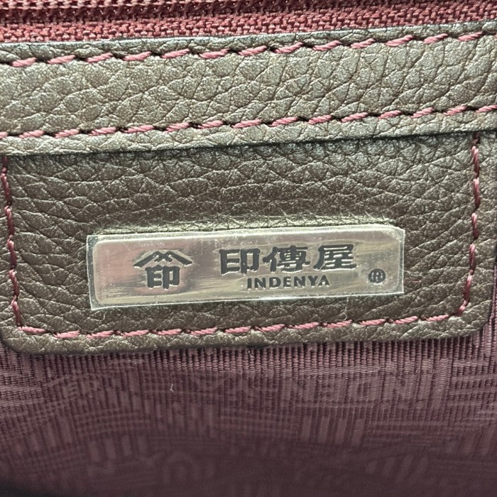 印傳屋 レザー 21手提 バッグ 6321 パープル 印伝屋 本革 鞄 レディース おしゃれ 中古 W４