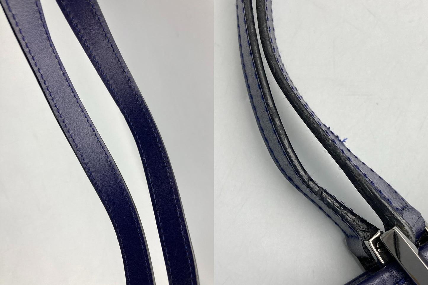 GUCCI グッチ サテン トートバッグ 002・1099 ブルー 中古 D4