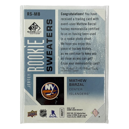 UPPER DECK NHLカード SP GAME USED MATHEW BARZAL ISLANDERS /499 #RS-MB 中古 IT1