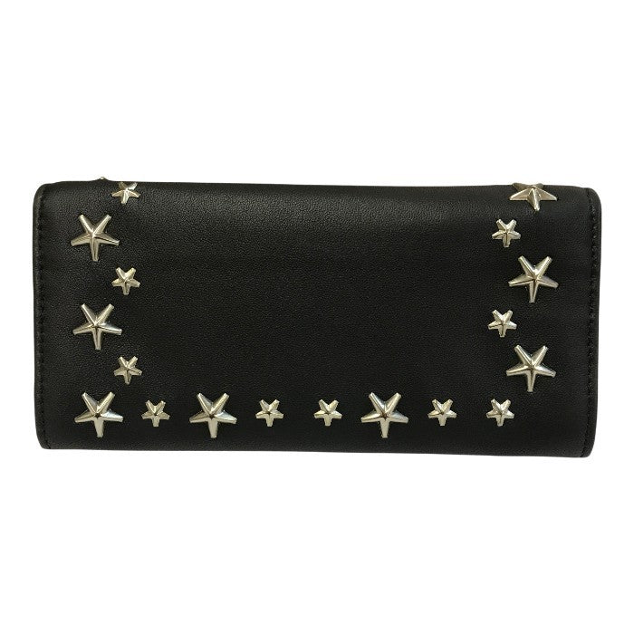 JIMMY CHOO ジミーチュウ ニノ 長財布 レディース 2つ折り レザー NINO 小銭入れ付き スタースタッズ ブラック 中古 T1
