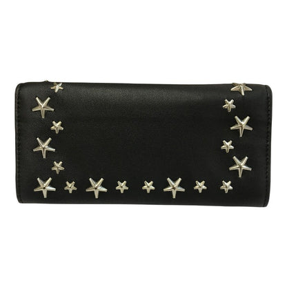JIMMY CHOO ジミーチュウ ニノ 長財布 レディース 2つ折り レザー NINO 小銭入れ付き スタースタッズ ブラック 中古 T1