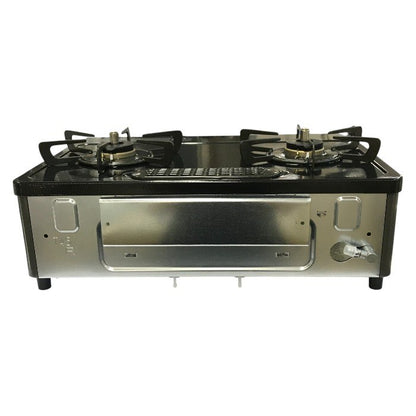 リンナイ グリル付きガステーブル グレーメタリック 都市ガス用 12A/13A 左強火力 RT35NJH 中古 T1