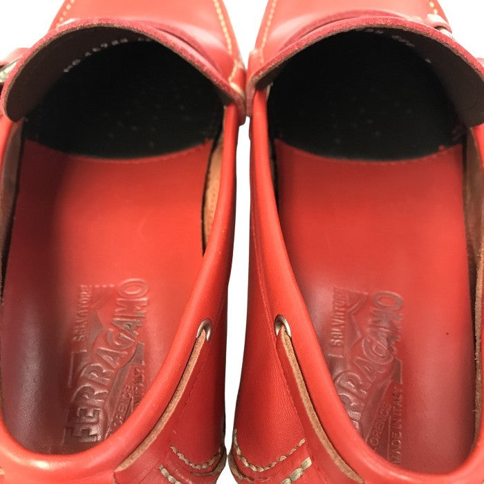 FERRAGAMO フェラガモ ドライビングシューズ メンズ ガンチーニ ローファー レッド 7サイズ MS45723 中古 T1
