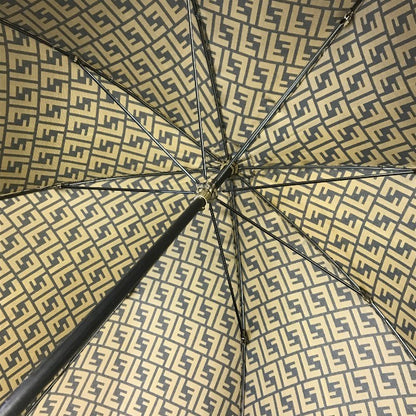 FENDI フェンディ ズッカ 長傘 レディース 60cm 8本骨 ポリエステル 手開き式 雨傘 ブラウン 中古 T1