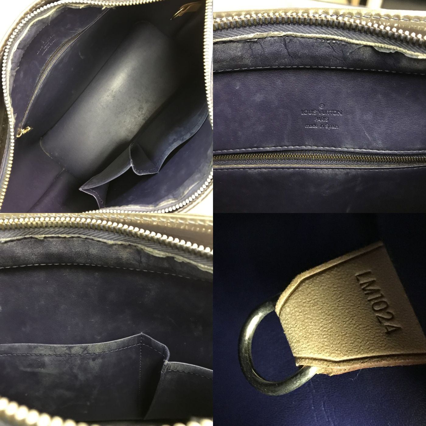 LOUIS VUITTON ルイヴィトン ヴェルニ ヒューストン トートバッグ レディース ハンドバッグ エナメル グレー 中古 T1