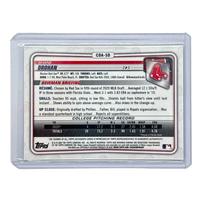 TOPPS MLBカード BOWMAN CHROME 1ST SHANE DROHAN BOSTON RED SOX /150 #CDA-SD 中古 IT1