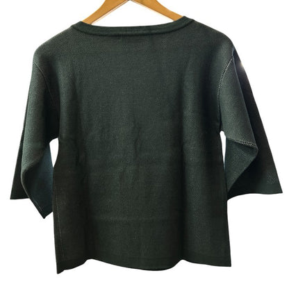 未使用品 AURALEE オーラリー 七分袖 Tシャツ A21SP01BW GIZA BIRDS EYE DOUBLE FACE BOAT NECK トップス レディース バーズアイボートネックニット グリーン 中古 W４