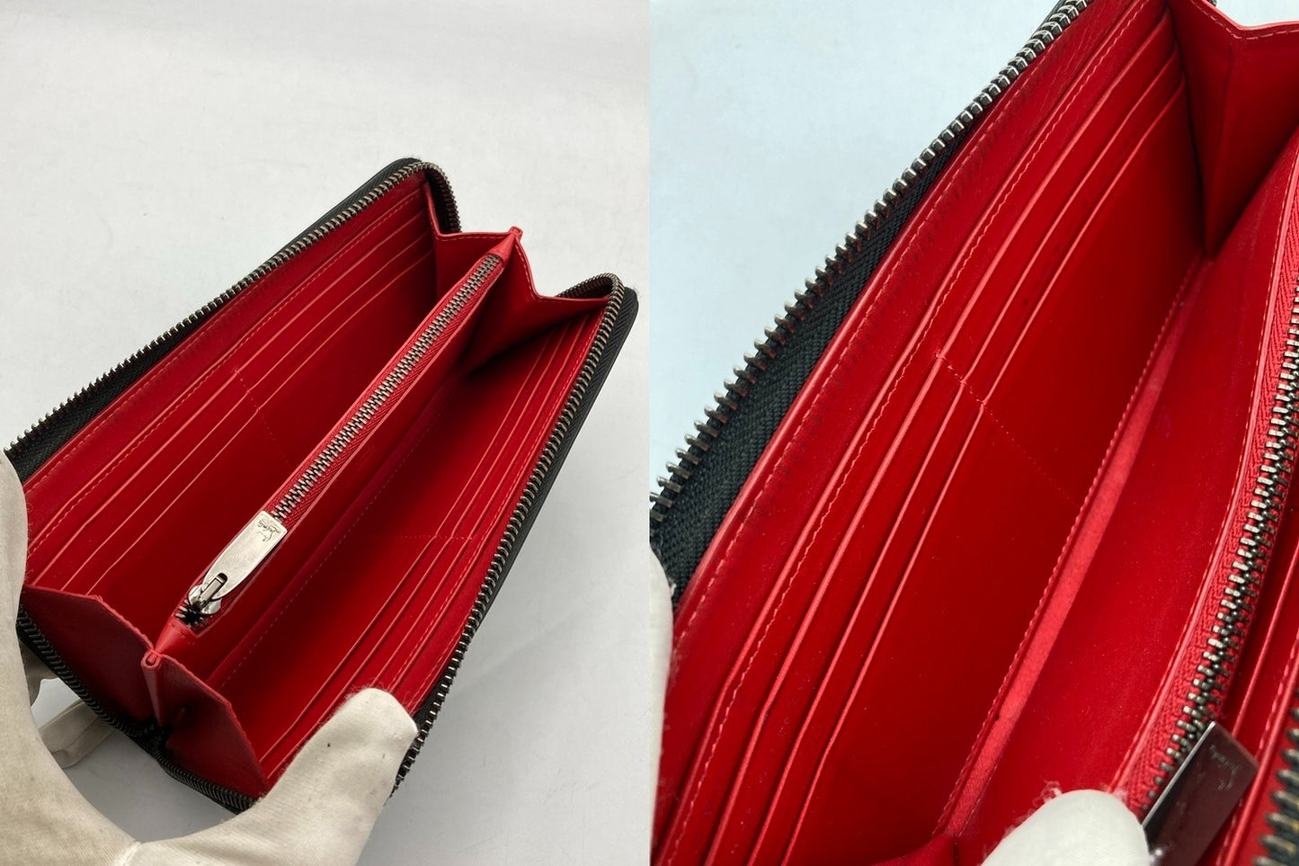 クリスチャンルブタン Christian louboutin パネトーネ スパイク ラウンドファスナー長財布 1175099 中古 D4