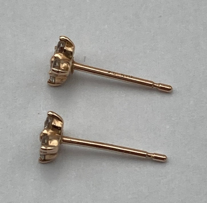4℃ ヨンドシー K10PG キュービックジルコニア フラワーモチーフ ピアス 中古 D4