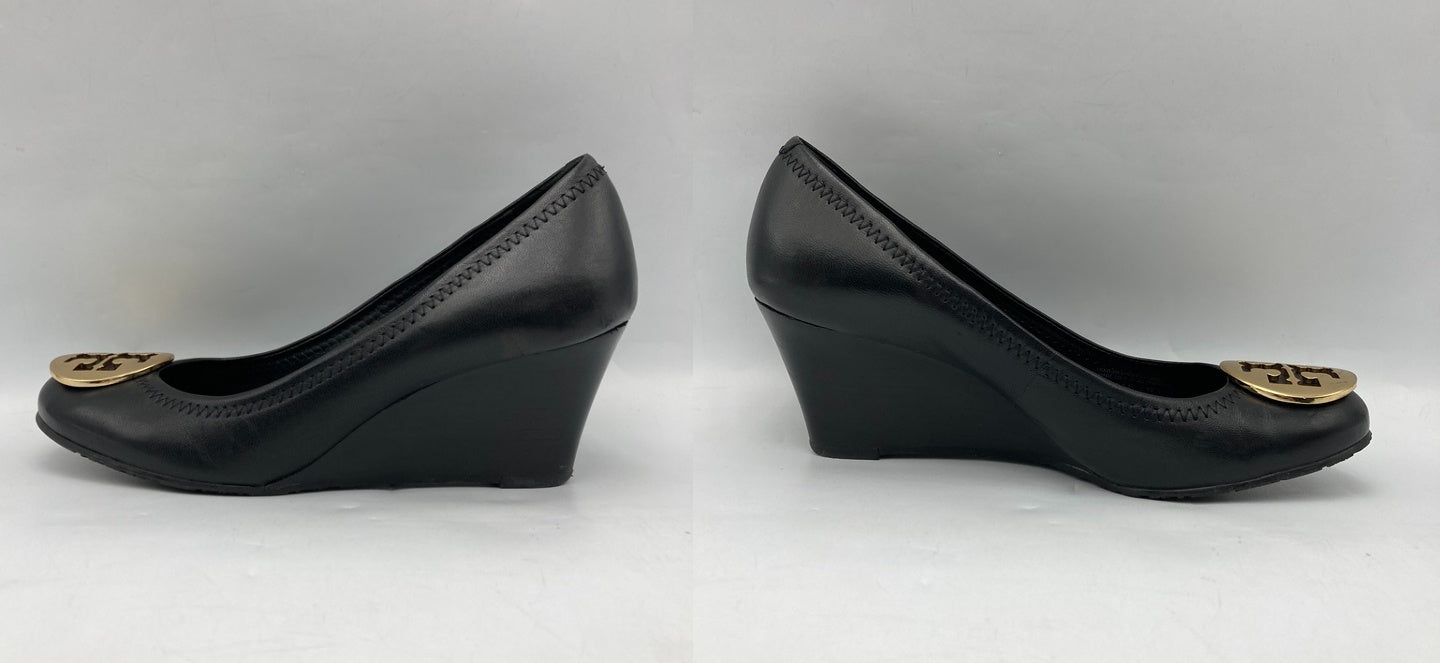 TORY BURCH トリーバーチ レザー ウェッジソール パンプス サイズ7M ブラック 中古 D4