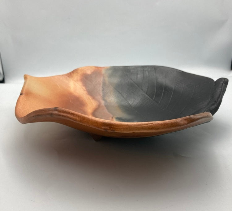 赤穂瀬戸内窯 雲火焼 桃井香子 葉皿 大皿 中古 D4