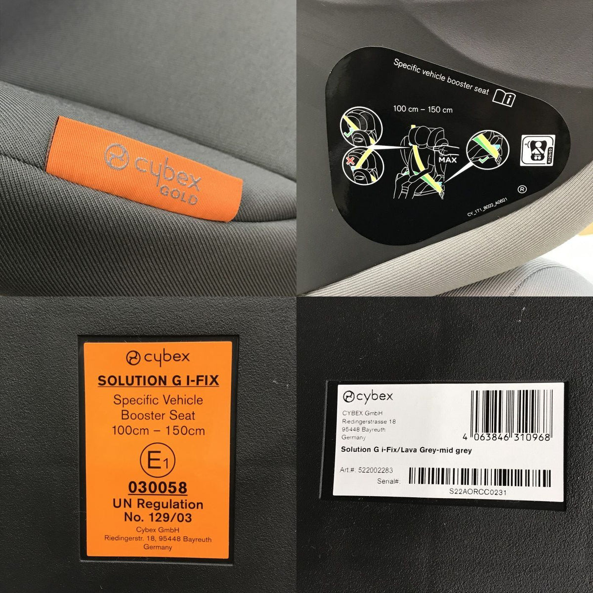 cybex サイベックス Solution G I-Fix ジュニアシート ラバグレー R129基準適合 3～12歳頃 チャイルドシート ISOFIX 522002283 中古 T1