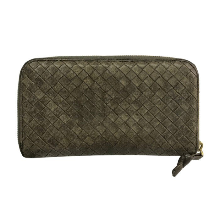 BOTTEGA VENETA ボッテガヴェネタ 長財布 メンズ イントレチャート ラウンドファスナー レザー ブラウン系 114076 中古 T1