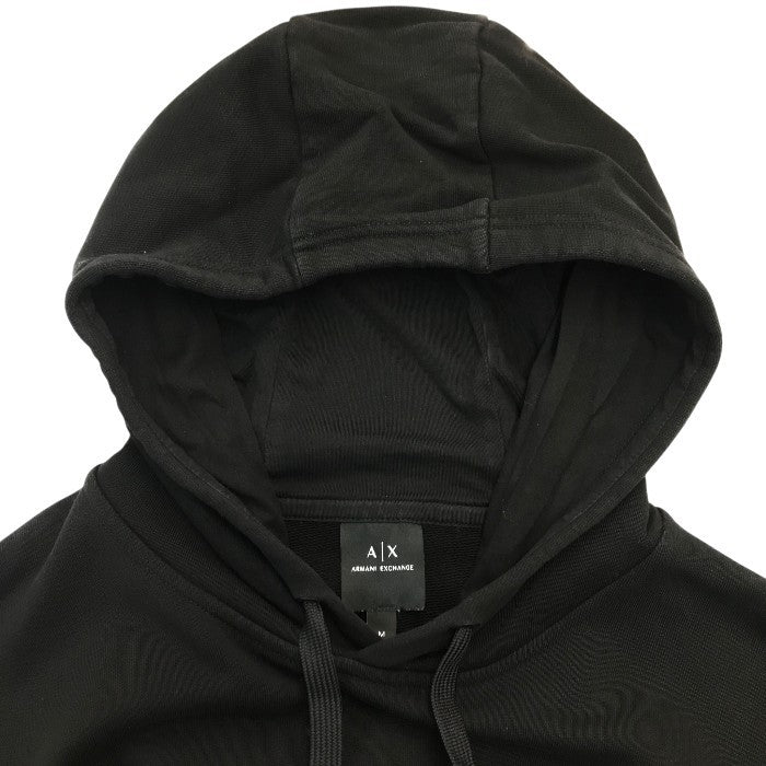 ARMANI EXCHANGE アルマーニエクスチェンジ パーカー メンズ コットン スウェット フーディ ロゴ バックプリント ブラック Mサイズ 8NZM94 ZJKRZ 中古 T1