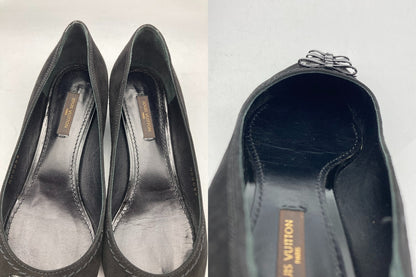 LOUIS VUITTON ルイヴィトン ポインテッドトゥ ローヒール パンプス サイズ37 ブラック 中古 D4