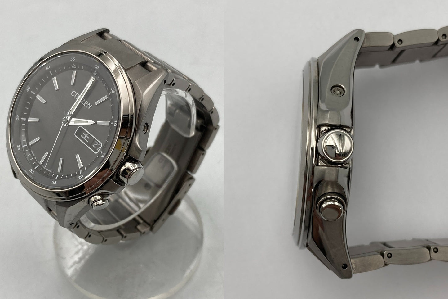 CITIZEN シチズン アテッサ デイデイト エコドライブ 電波時計 AT6040-58E 中古 D4