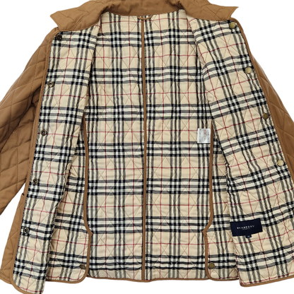 BURBERRY バーバリー ジャケット レディース 秋冬 キルティング 中綿 裏チェック柄 ベージュ 42サイズ FC059-730 中古 T1