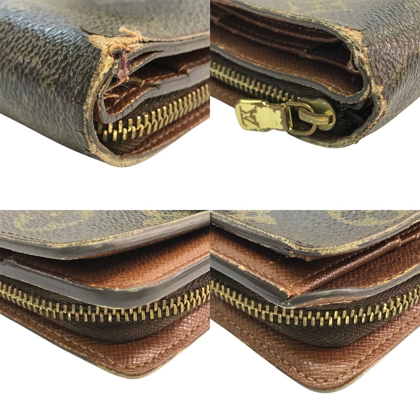 LOUIS VUITTON ルイヴィトン モノグラム コンパクトジップ 財布 ユニセックス 二つ折り 小銭入れあり ラウンドジップ ブラウン M61667 中古 T1