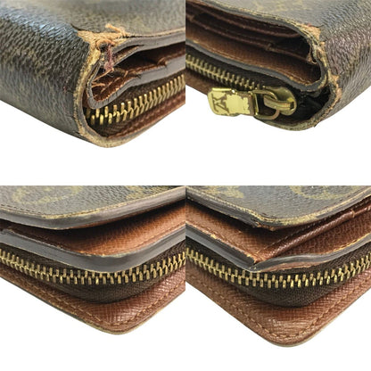 LOUIS VUITTON ルイヴィトン モノグラム コンパクトジップ 財布 ユニセックス 二つ折り 小銭入れあり ラウンドジップ ブラウン M61667 中古 T1