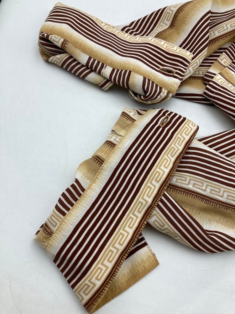 monzini COLLECTION 総柄 ストライプ 長袖シャツ アメリカ製 サイズXL 中古 D4