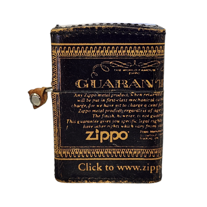 ZIPPO ジッポー オイルライター 革巻き レザー GUARANTEE 保証書 ブラック/シルバー 中古 T1