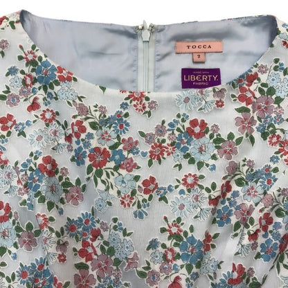 TOCCA トッカ ANNABELLA ワンピース レディース レーヨン ノースリーブ オーガンジー ご家庭で水洗い可 サックスブルー サイズ2 OPTONS0040 中古 T1
