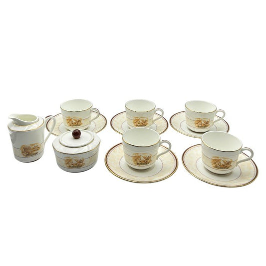 【中古】 Richard Ginori リチャードジノリ ジオカルティン プリマクラッセコラボ カップ＆ソーサー シュガーポット クリーマー ５客セット 洋食器 廃盤 ブランド 紅茶 ティー W４