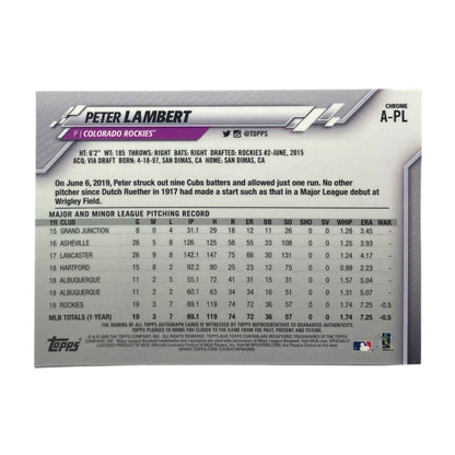 TOPPS MLBカード CHROME PETER LAMBERT COLORADO ROCKIES #A-PL 中古 IT2