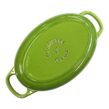 LE CREUSET ル・クルーゼ ココット オーバル 両手鍋 0.9L 楕円 ホーロー 鋳物 IH オーブン 直火 グリーン 中古 T1