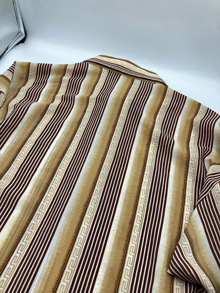 monzini COLLECTION 総柄 ストライプ 長袖シャツ アメリカ製 サイズXL 中古 D4