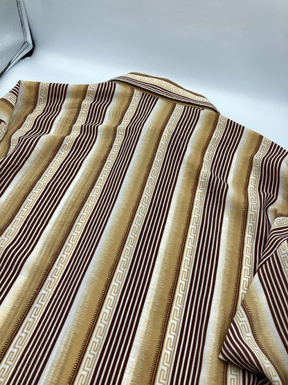 monzini COLLECTION 総柄 ストライプ 長袖シャツ アメリカ製 サイズXL 中古 D4