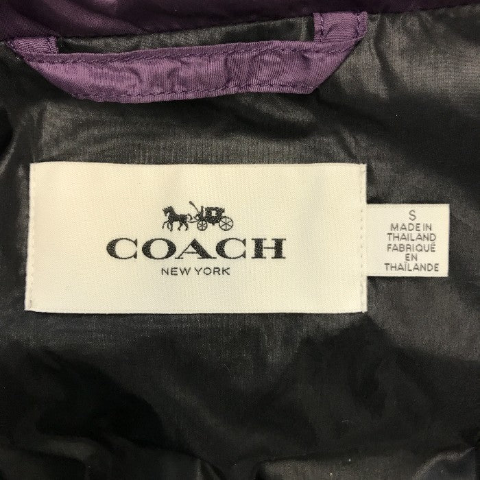 COACH コーチ ダウンジャケット レディース ミドル丈 ファー フード 取り外し可 パープル Sサイズ F57029 中古 T1