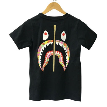 A BATHING APE アベイシングエイプ シャーク Tシャツ レディース 半袖 コットン WGM サメ バックプリント ブラック XSサイズ 中古 T1
