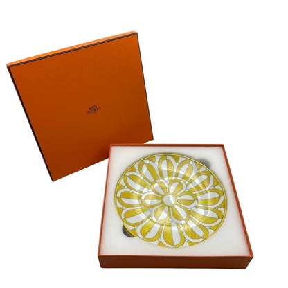 エルメス ソレイユ ドゥ エルメス デザートプレート No.2 ペア 046107P  皿 21cm ケーキ 幾何学模様 中古 R4