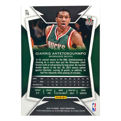 PANINI NBAカード SELECT GIANNIS ANTETOKOUNMPO MILWAUKEE BUCKS #75 中古 IT2