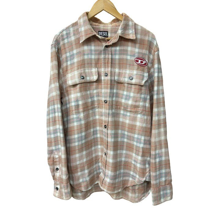 DIESEL ディーゼル フランネルシャツ チェック柄 L メンズ ダイダイ トップス 中古 W４