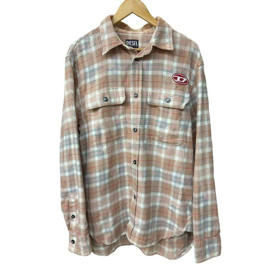 DIESEL ディーゼル フランネルシャツ チェック柄 L メンズ ダイダイ トップス 中古 W４