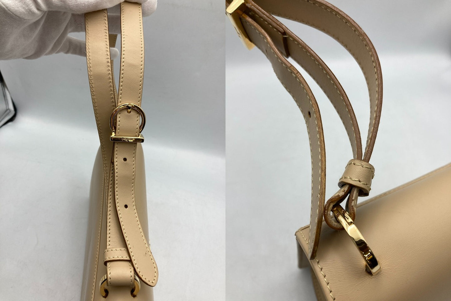 Salvatore Ferragamo サルヴァトーレフェラガモ ガンチーニ レザー ショルダーバッグ AT-21 7160 中古 D4