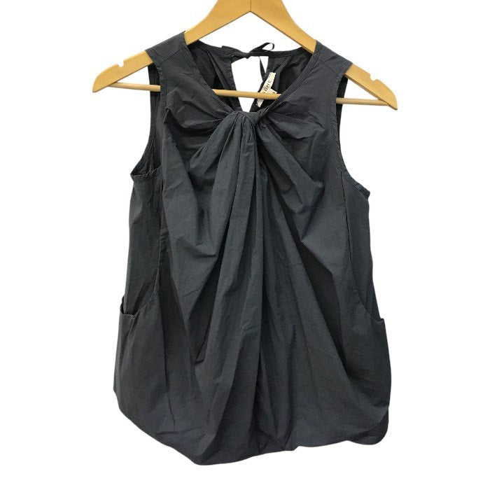 HACHE アッシュ ブラウス レディース ノースリーブ ギャザー ポケット グレー 40サイズ K230758 中古 T1