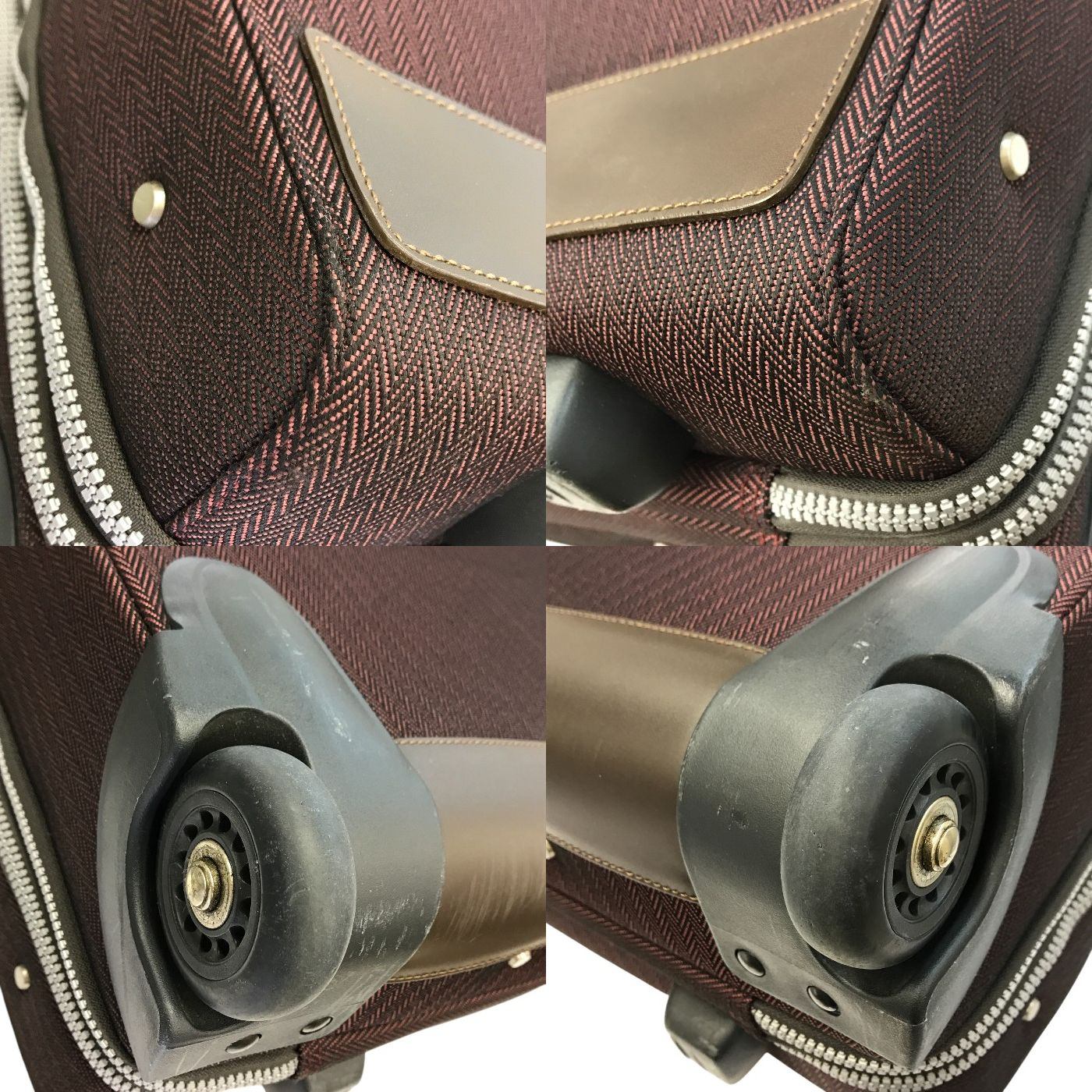 Paul Smith ポールスミス キャリーケース メンズ スーツケース 2way ショルダーバッグ ビジネス トラベル 旅行 ACE製 ヘリンボーン レッド系 中古 T1