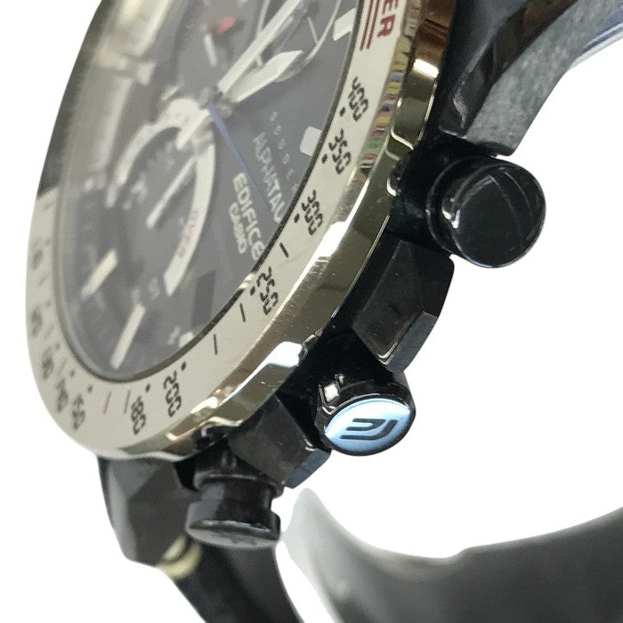 CASIO EDIFICE Scuderia AlphaTauri Limited Edition 腕時計 メンズ クロノグラフ タフソーラー F1 コラボ カーボン ネイビー/シルバー EQB-1000AT-1AJR 中古 T1