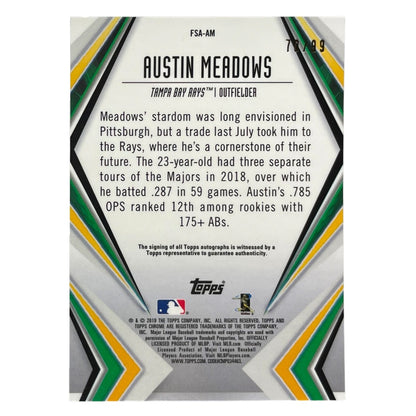 TOPPS MLBカード CHROME AUSTIN MEADOWS TAMPA BAY RAYS /99 #FSA-AM 中古 IT2